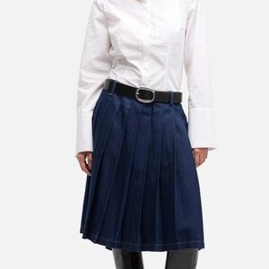 7 For All Mankind Navy Midi Skirt